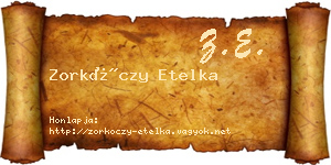 Zorkóczy Etelka névjegykártya
